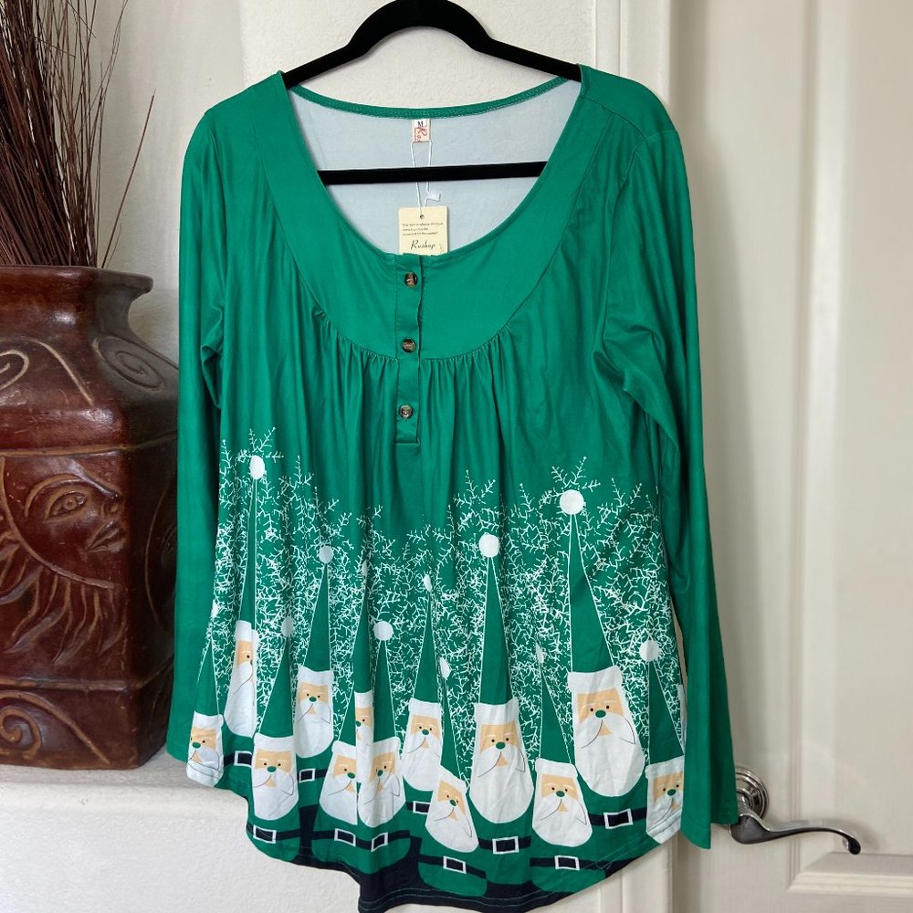 NWT Roshop Christmas Santa Elf Elves Long Sleeve Shirt Tunic Medium